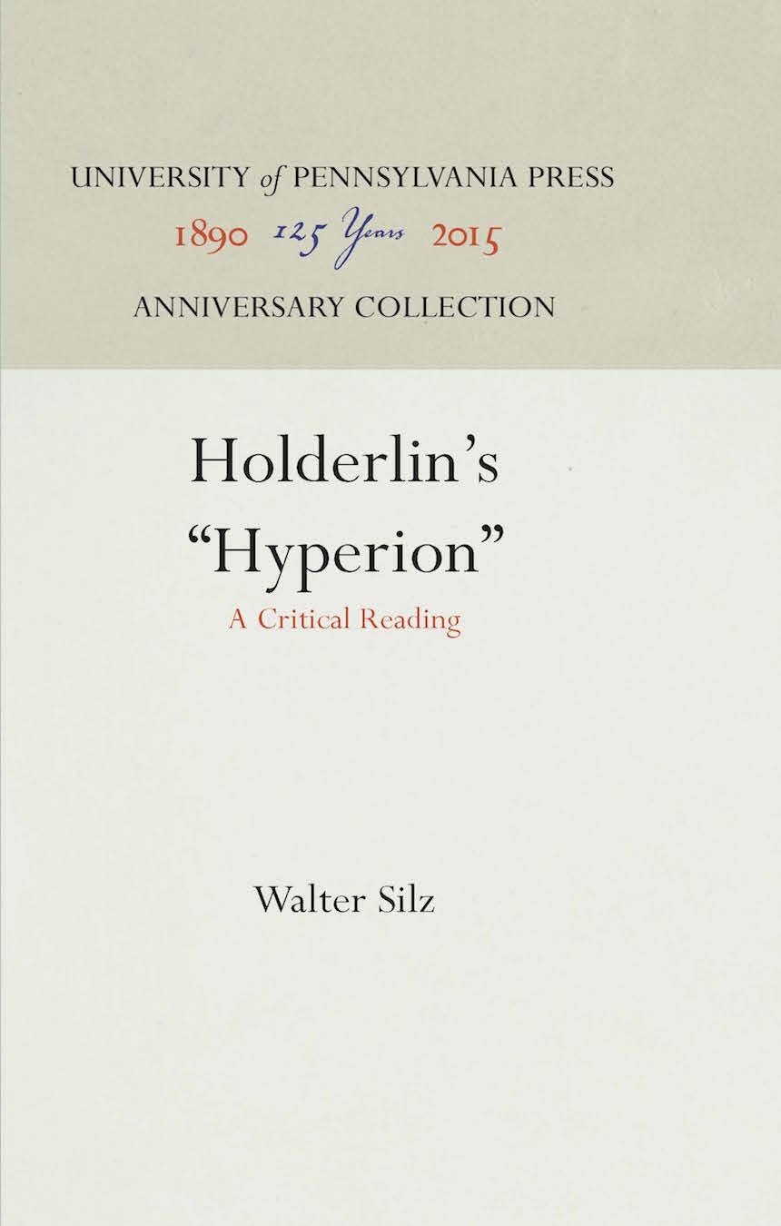 Book cover image for Hölderlin's "Hyperion" ISBN: 9781512807042
